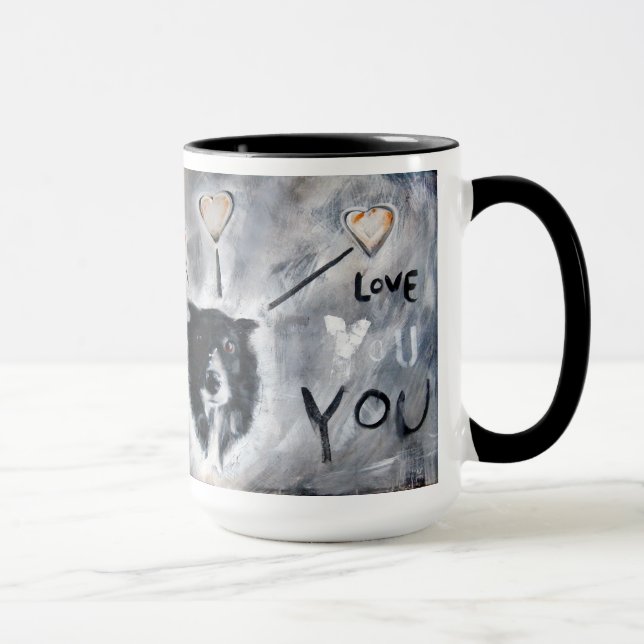 Coffee mug with border collie painting (Right)