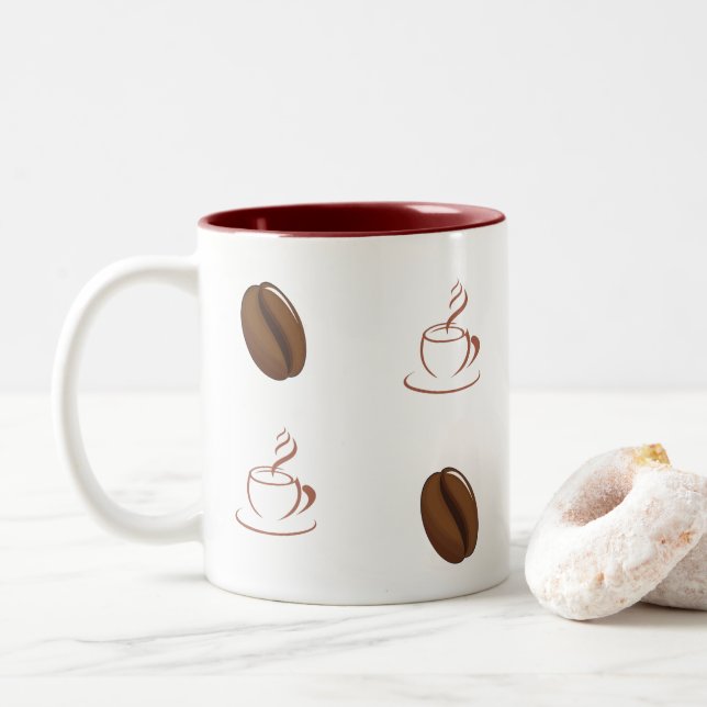 Coffee mug with coffee bean pattern (With Donut)