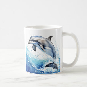 Coffee mug with dolphin design on it