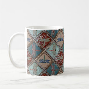 Coffee Mug with Dragonfly tiles Design