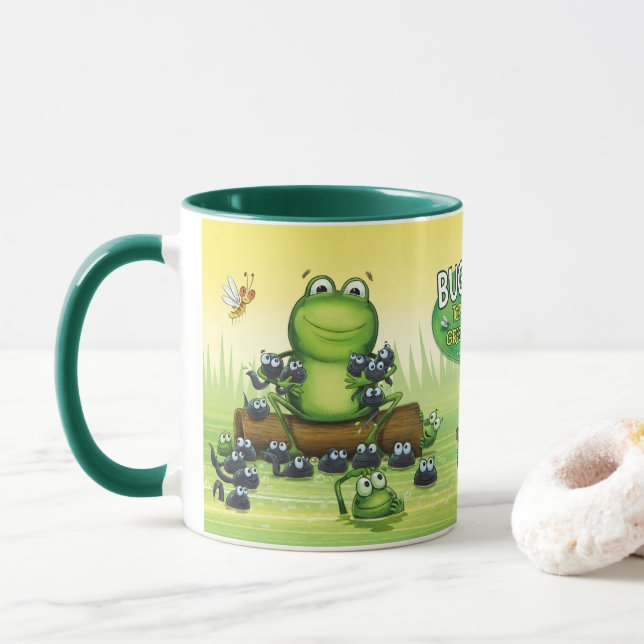 Coffee Mug with frogs design (With Donut)