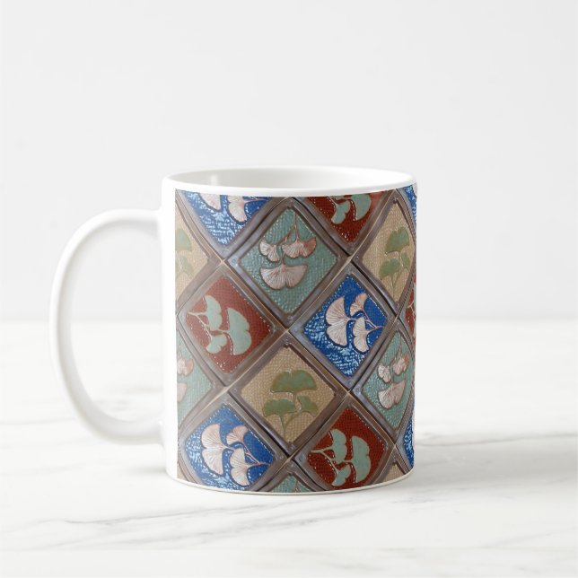 Coffee Mug with Gingko leaf Design (Left)