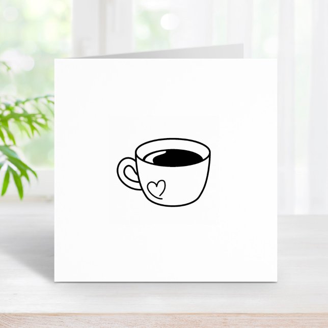 Coffee Mug with Heart Doodle Loyalty Get One Free Rubber Stamp (Creator Uploaded)
