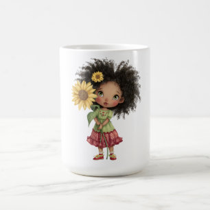 Coffee Mug with Little Girl Holding Sunflower(#2)