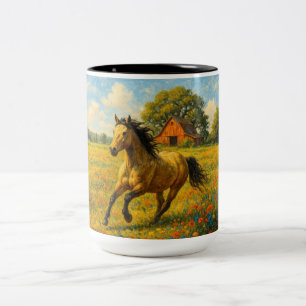 Coffee Mug with Running Horse Original Artwork