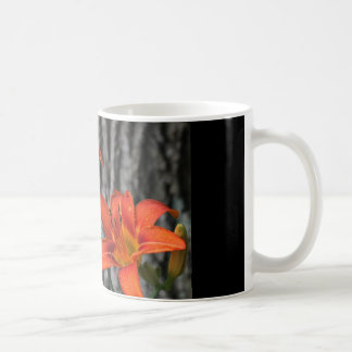 coffee mug with two orange lilies