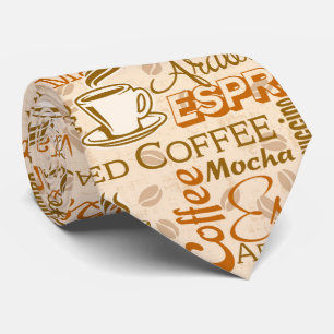 Coffee mug word art pattern tie