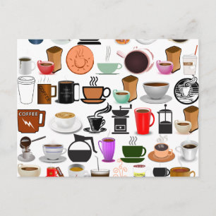 Coffee Mugs (Add Background Colour) Postcard