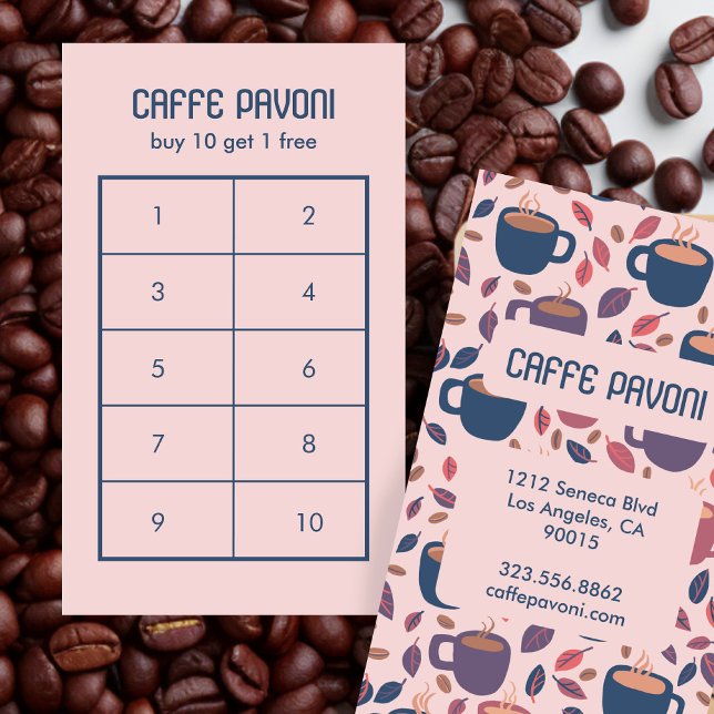 Coffee Mugs Pattern Pink Blue Cafe Cute 10  Loyalty Card (Coffee Mugs Pattern Pink Blue Cafe Cute 10 Loyalty Card
)