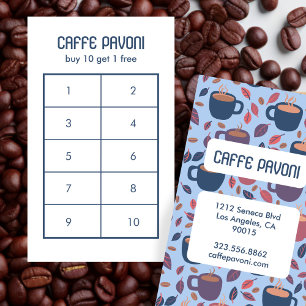 Coffee Mugs Pattern Pink Blue Cafe Cute 10  Loyalty Card