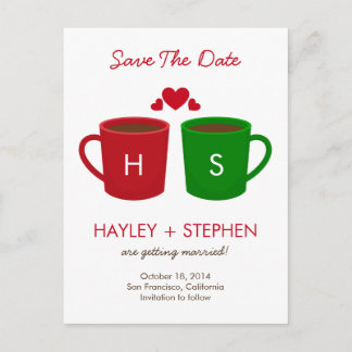 Coffee Mugs Save The Date Card