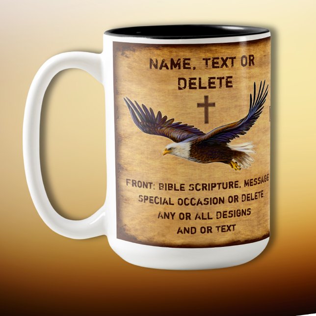 Coffee Mugs with Bible Verses. Majestic, Eagle Mug (Father's Day gifts for Christian Dads. Cheap Christian Gifts. Personalized, Gift for Christian Man. )