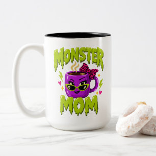Coffee Mum Quote "Monster Mum" Mothers Two-Tone Coffee Mug
