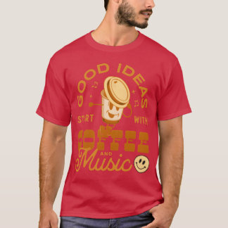 Coffee Music Cartoon Funny Coffee Lovers Quotes fr T-Shirt