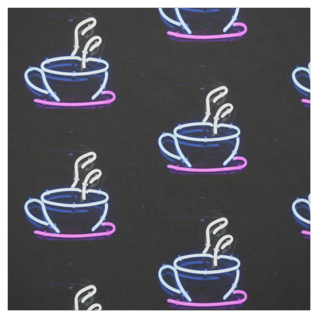 Coffee Neon Sign Coffee Cup Fabric (Swatch)