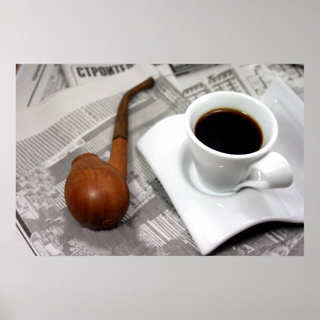 Coffee, newspaper, and a pipe poster (Front)