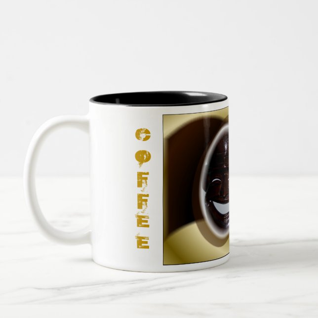 Coffee/No Coffee Happy Sad Two-Tone Coffee Mug (Left)