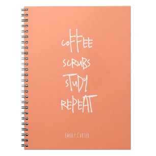 Coffee Nursing Student Study Minimalist Coral Notebook