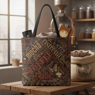 Coffee on Burlap Word Cloud Brown ID283 Tote Bag