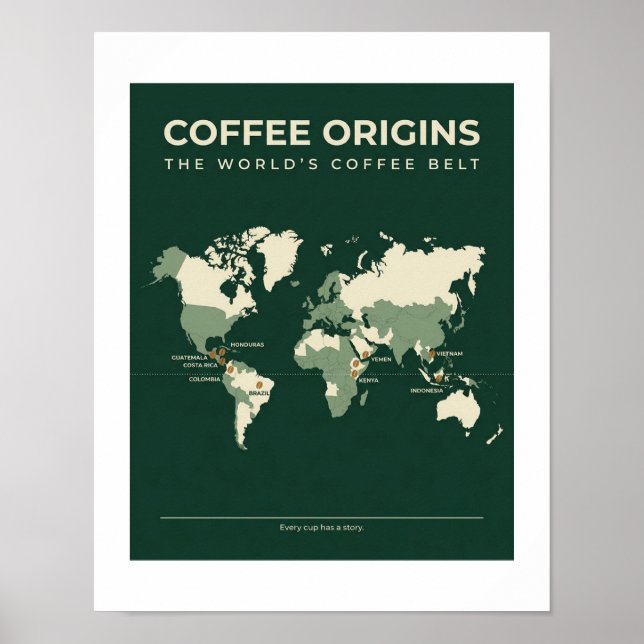 Coffee Origins World Map Poster | (Front)