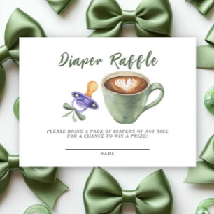 Coffee Pacifier Bow Baby shower Diaper raffle Enclosure Card