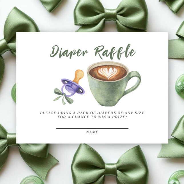 Coffee Pacifier Bow Baby shower Diaper raffle Enclosure Card (Creator Uploaded)