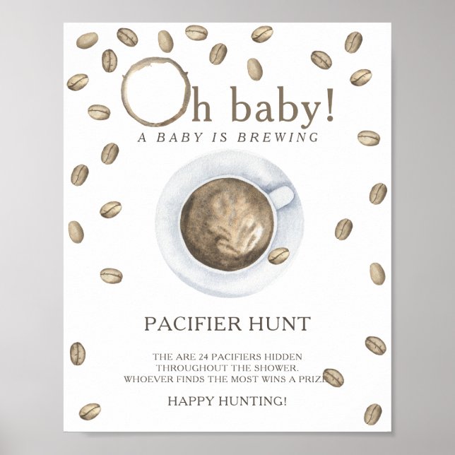COFFEE - pacifier hunt baby shower game Poster (Front)
