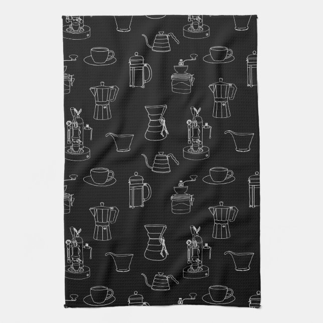Coffee Paraphernalia Dish Towel (Vertical)