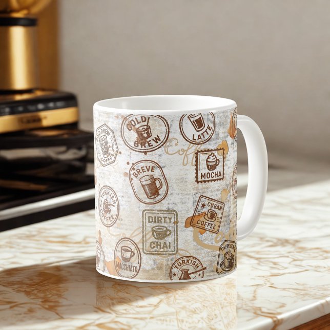 Coffee Passport Vintage Stamp Mug (Creator Uploaded)
