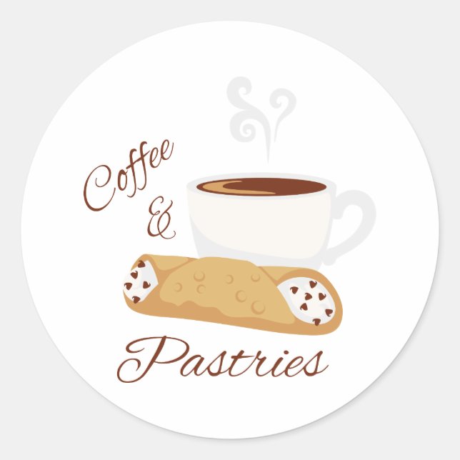 Coffee & Pastries Classic Round Sticker (Front)