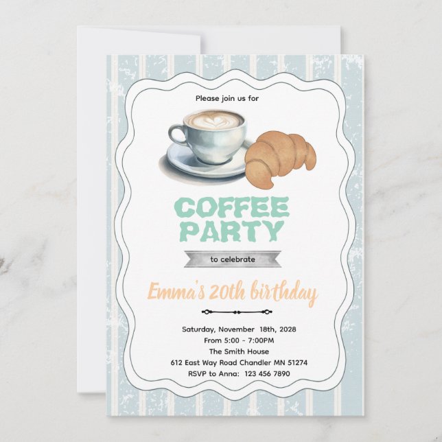 Coffee pastry party invitation (Front)