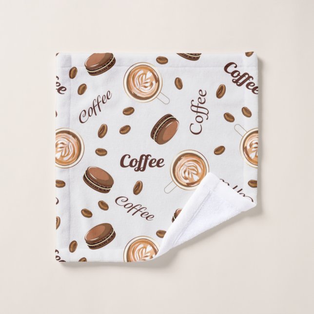 Coffee pattern bath towel set (Wash Cloth)