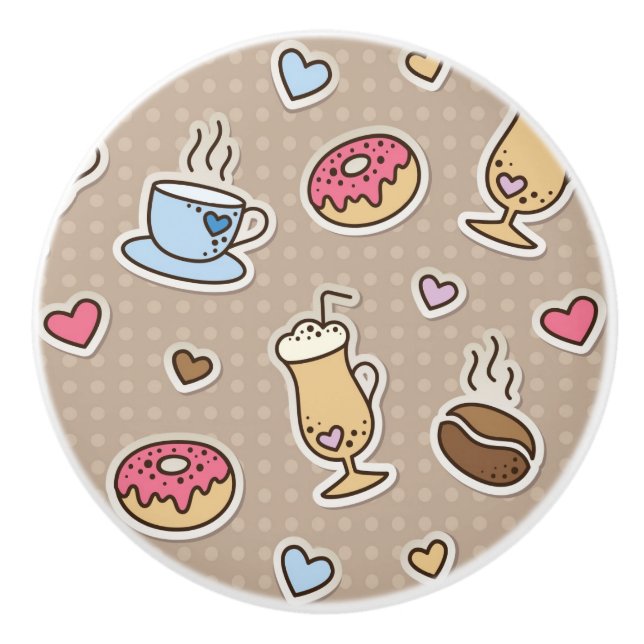 Coffee pattern ceramic knob (Front)