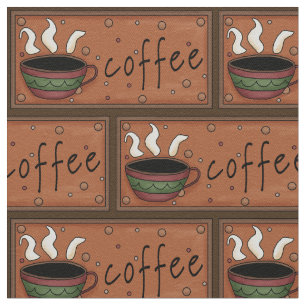 Coffee Pattern cotton twill fabric
