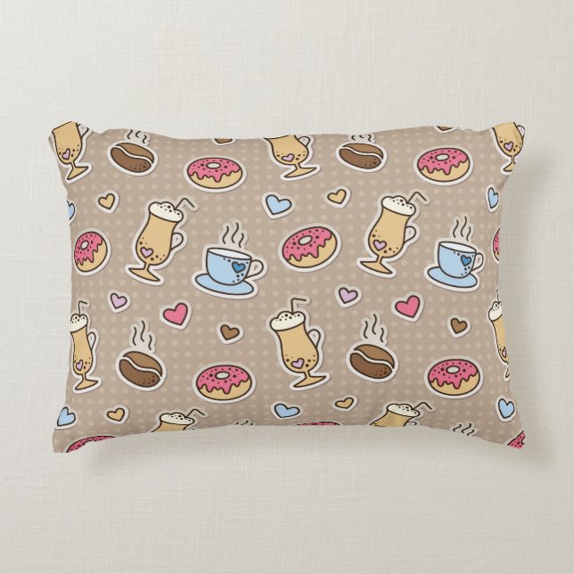 Coffee pattern decorative cushion (Front)