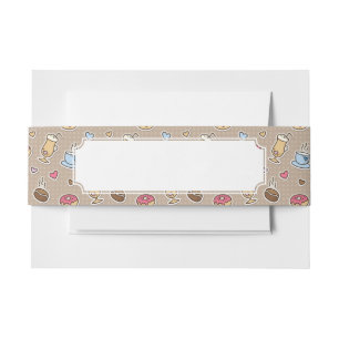 Coffee pattern invitation belly band