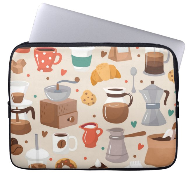 Coffee pattern laptop sleeve (Front)