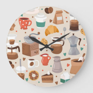Coffee pattern large clock