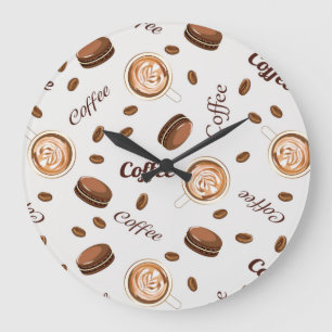 Coffee pattern large clock