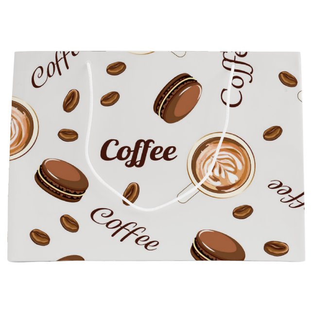 Coffee pattern large gift bag (Front)