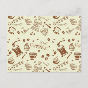 Coffee pattern postcard