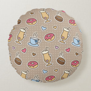 Coffee pattern round cushion
