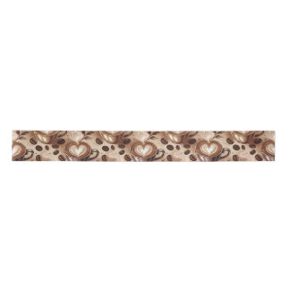 Coffee pattern satin ribbon