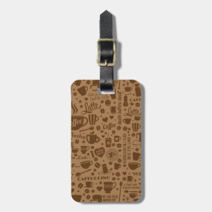 Coffee Pattern Square Luggage Tag
