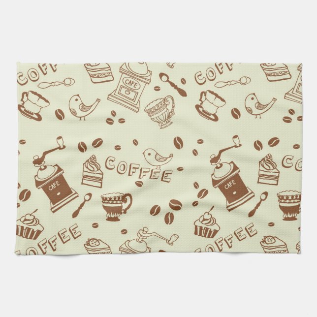 Coffee pattern tea towel (Horizontal)