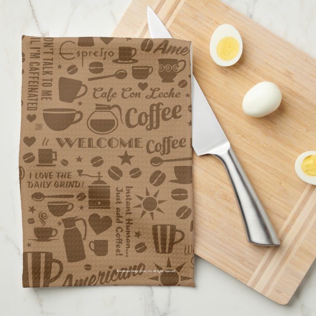 Coffee Pattern Tea Towel (Quarter Fold)