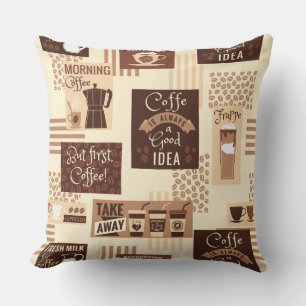 Coffee Pattern throw pillows