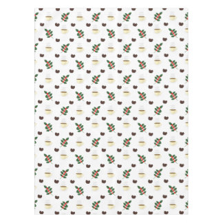 Coffee Pattern with Beans, Cups, and Coffee trees Tablecloth