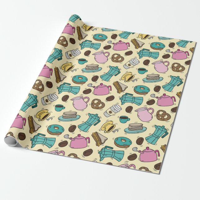 Coffee  Pattern Wrapping Paper (Unrolled)