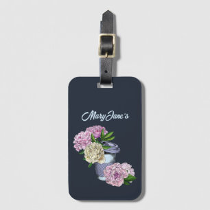 Coffee & Peonies Luggage Tag